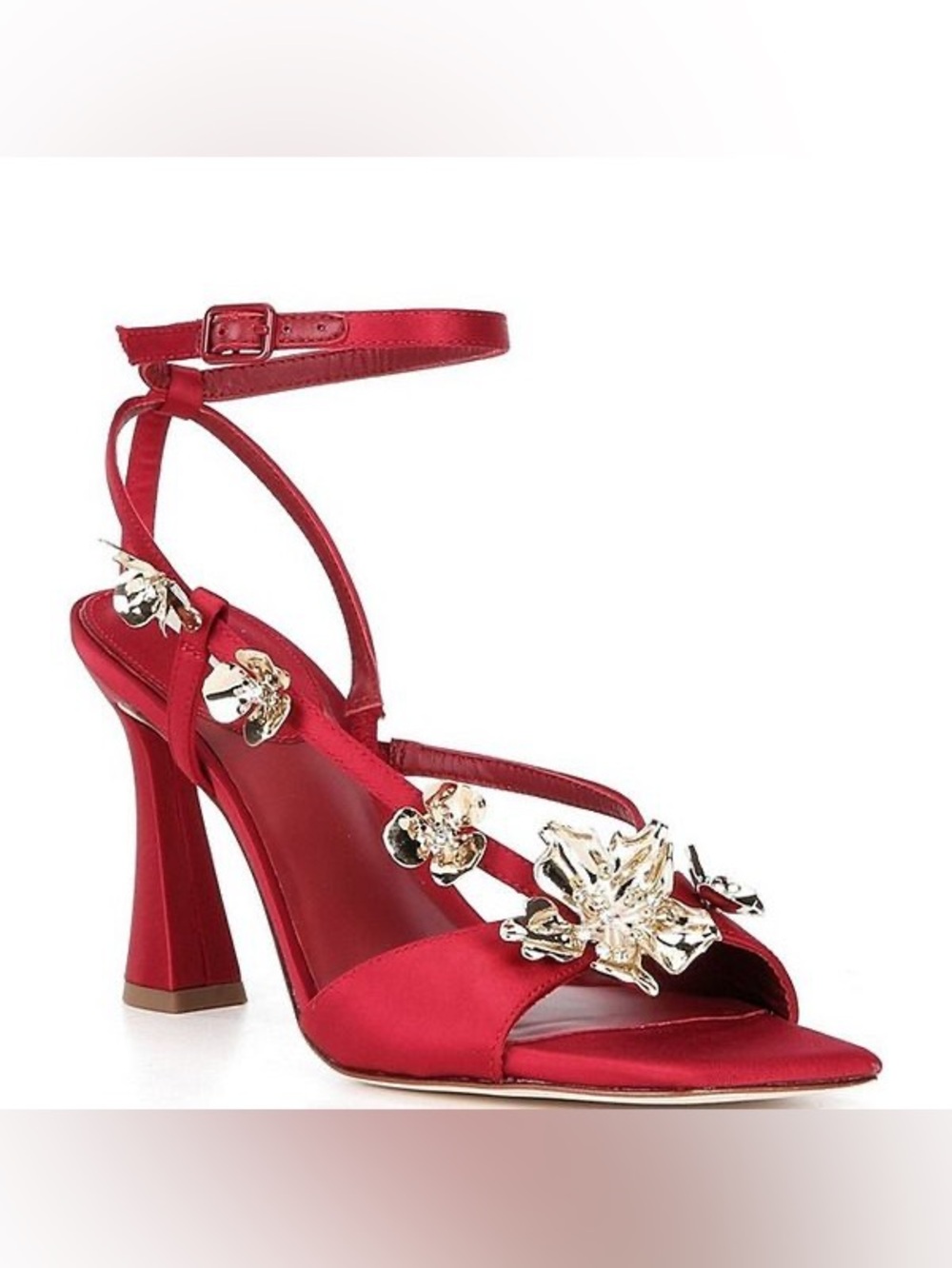 NWT Antonio Melani Zoee Satin Flower Ornamented Ankle Strap Dress Sandals Sz 6,5